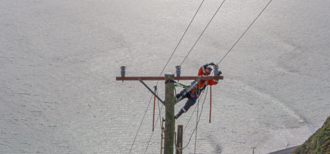 Pole Maintenance Over Harbour